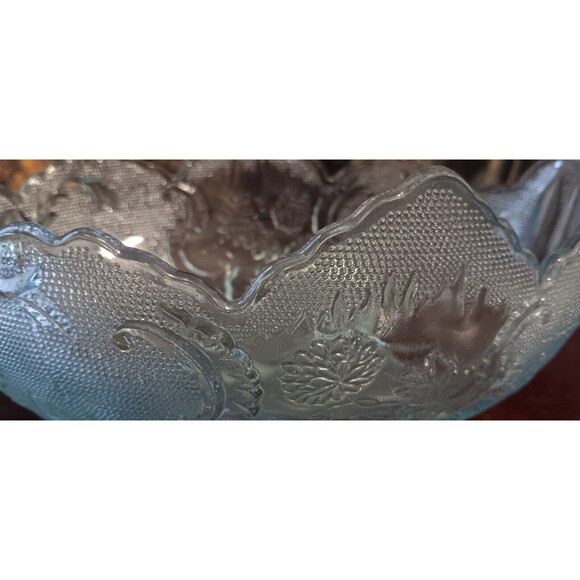 Vtg Jeanette Glass LOMBARDI Footed Starlight Blue Glass Centerpiece Fruit Bowl - Picture 7 of 11